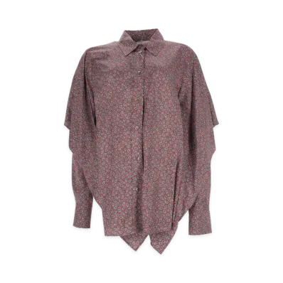 Maison Margiela Women's Camicia Con Maniche A Mantella E Stampa Paisley "Bordeaux"