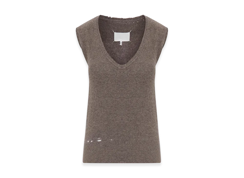 Maison Margiela Women's Distressed-Effect Knit Vest "Brown"
