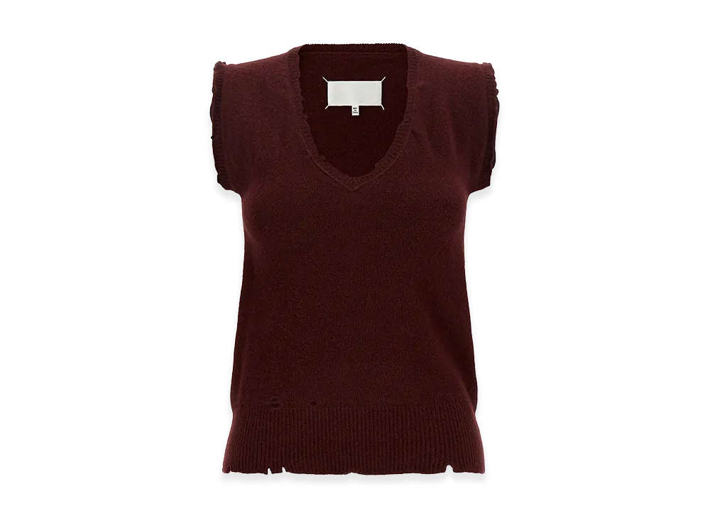 Maison Margiela Women's Distressed Vest "Bordeaux"