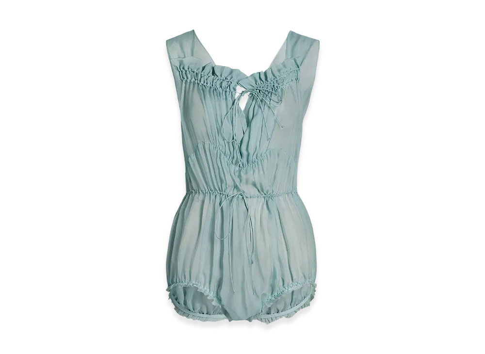 Maison Margiela Women's Sheer Silk Bodysuit "Sarcelle Blue"