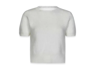 Maison Margiela Women's Short Sleeve Cropped Knit "White"