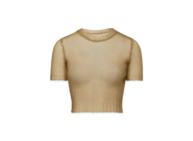 Maison Margiela Women's Translucent Knit Top "Light Brown"