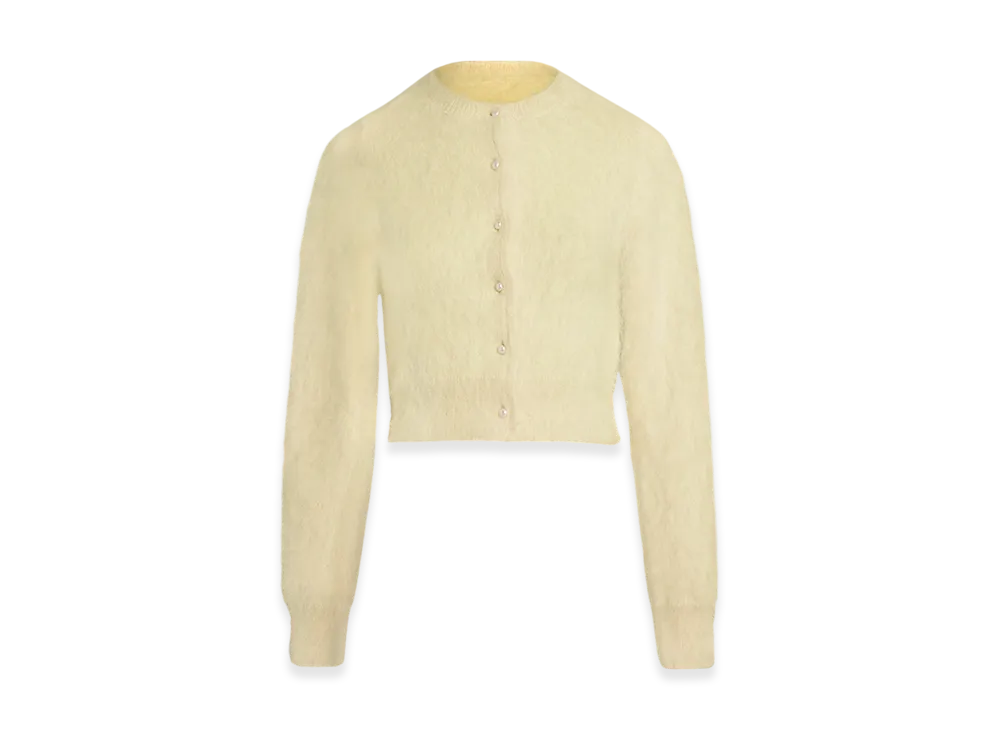 Maison Margiela Women's Cropped Knit Cardigan "Lemon"