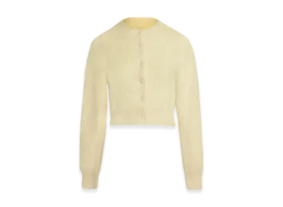 Maison Margiela Women's Cropped Knit Cardigan "Lemon"