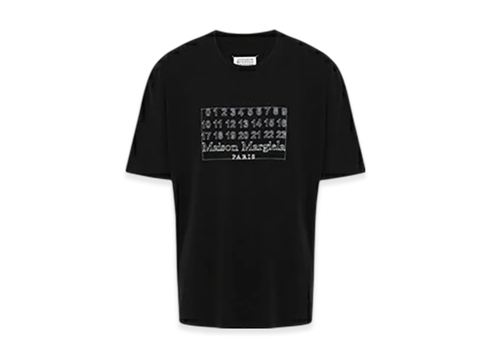メゾンマルジェラ カレンダーロゴ オーバーサイズ Tシャツ "ブラック" S30GC0696S22816