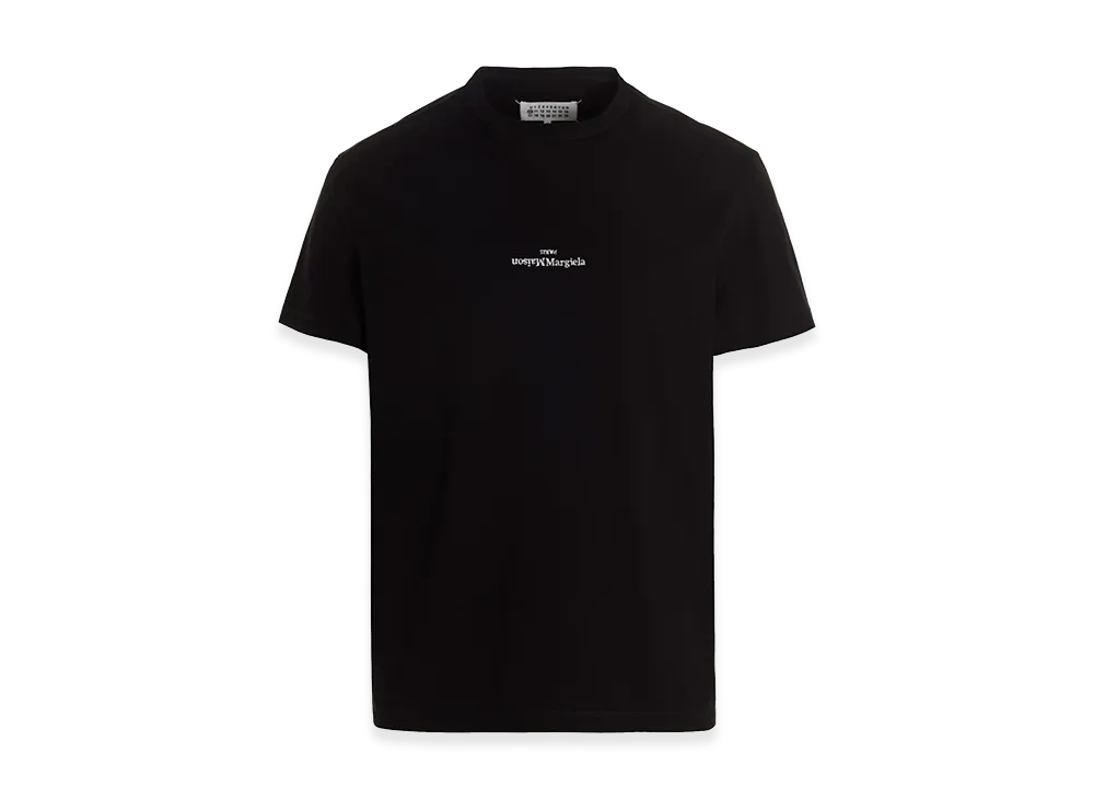 Maison Margiela T-Shirt With Contrasting Embroidered Logo "White/Black"