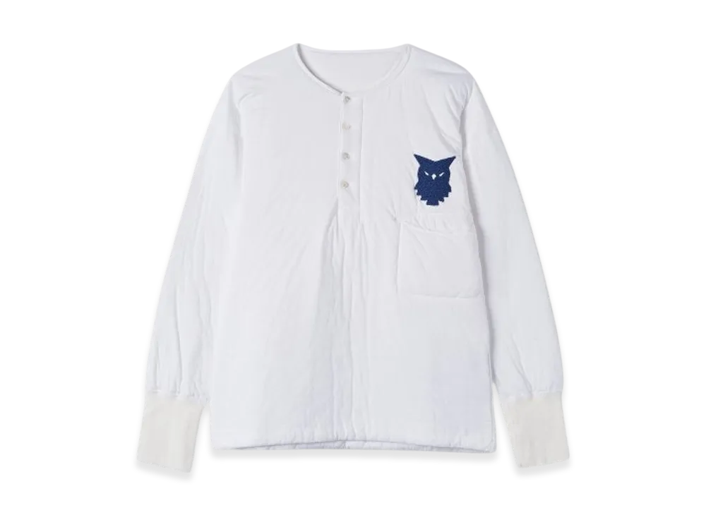 Maison Margiela Owl Logo Padding Effect Henley Neck Sweatshirt "White"