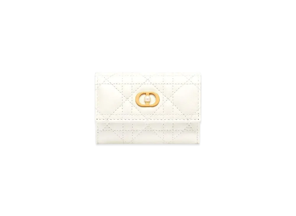 Dior Jolie Glycine Wallet Cannage Lambskin "Latte White"