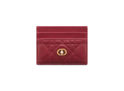 Dior Jolie Freesia Card Holder Cannage Lambskin "Cherry Red"