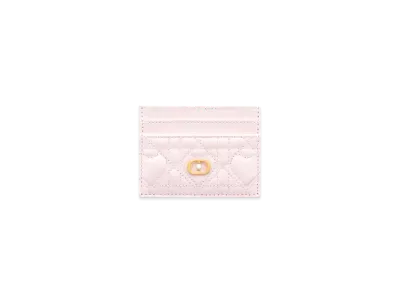 Dior Dioramour Dior Jolie Freesia Card Holder Cannage Lambskin with Heart Motif "Pale Pink"