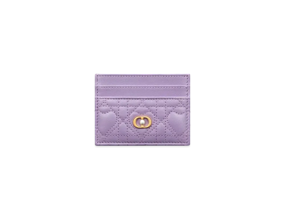 Dior Dioramour Dior Jolie Freesia Card Holder Cannage Lambskin with Heart Motif "Lilac Purple"