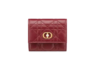 Dior Jolie Hibiscus Wallet Cannage Lambskin "Cherry Red"