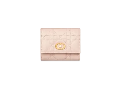 Dior Jolie Hibiscus Wallet Cannage Lambskin "Powder Pink"