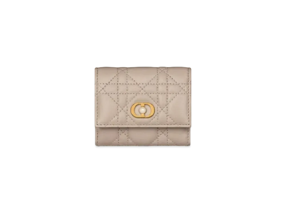 Dior Jolie Hibiscus Wallet Cannage Lambskin "Powder Beige"