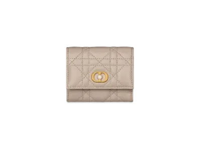 Dior Jolie Hibiscus Wallet Cannage Lambskin "Powder Beige"