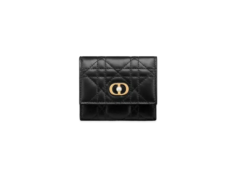 Dior Jolie Hibiscus Wallet Cannage Lambskin "Black"