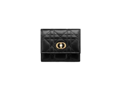 Dior Jolie Hibiscus Wallet Cannage Lambskin "Black"