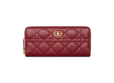 Dior Jolie Voyageur Slim Wallet Cannage Lambskin "Cherry Red"