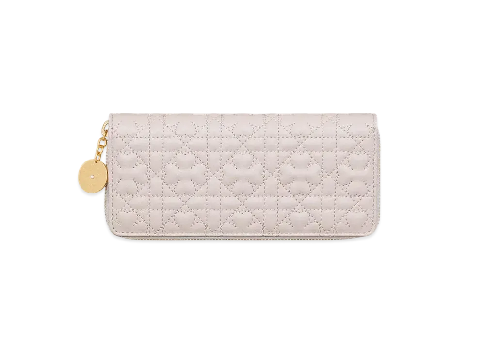 Dior Diorstar Voyage Slim Wallet Clover Cannage Lambskin Japan Exclusive "Linen Beige"