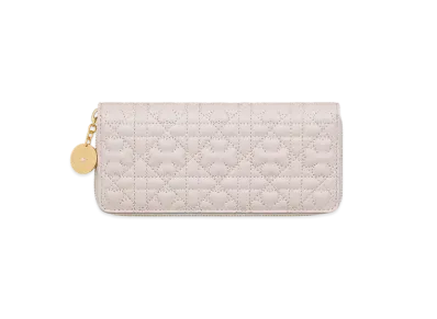 Dior Diorstar Voyage Slim Wallet Clover Cannage Lambskin Japan Exclusive "Linen Beige"