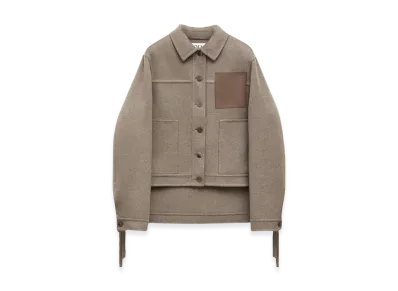 LOEWE Women's Workwear Jacket in Wool and Cashmere "Taupe Melange"
