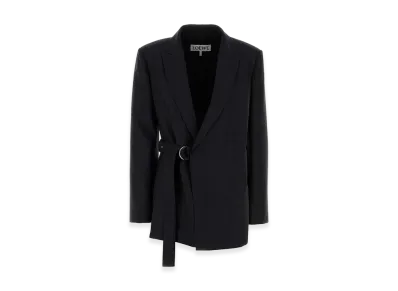 LOEWE Women's Embroidered Wool Blazer "Dark Grey"