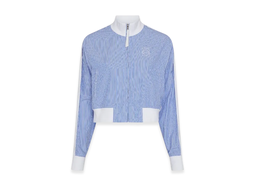 LOEWE Women's Tracksuit Jacket in Striped Cotton "Blue/White"