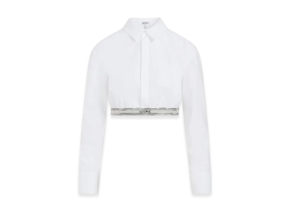 LOEWE Women's Cropped Shirt In Cotton "Optic White"