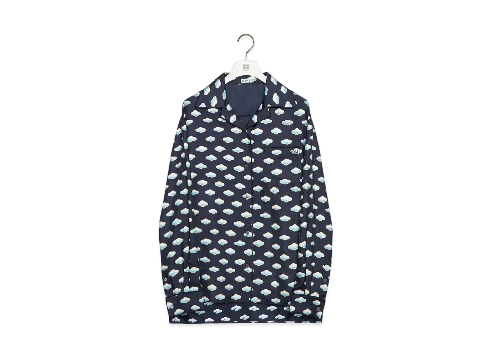 LOEWE Women's Pyjama Blouse in Silk "Navy/Blue"