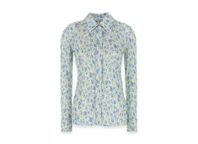 LOEWE Women's Printed Satin Shirt "White/Blue"