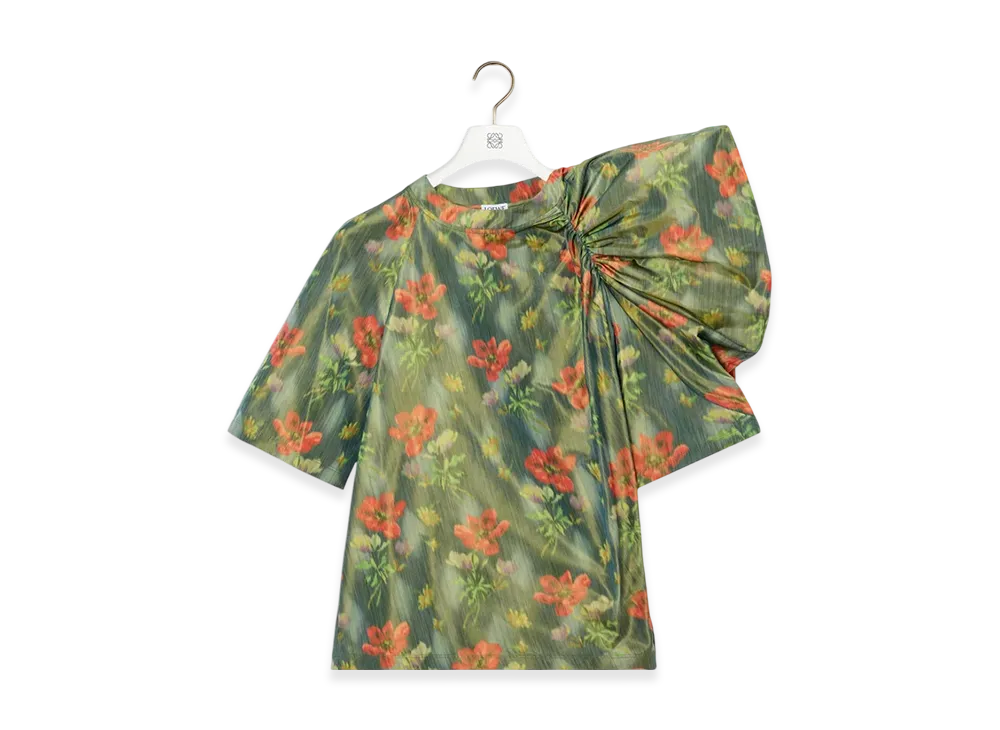 LOEWE Draped Top "Dark Green/Red"