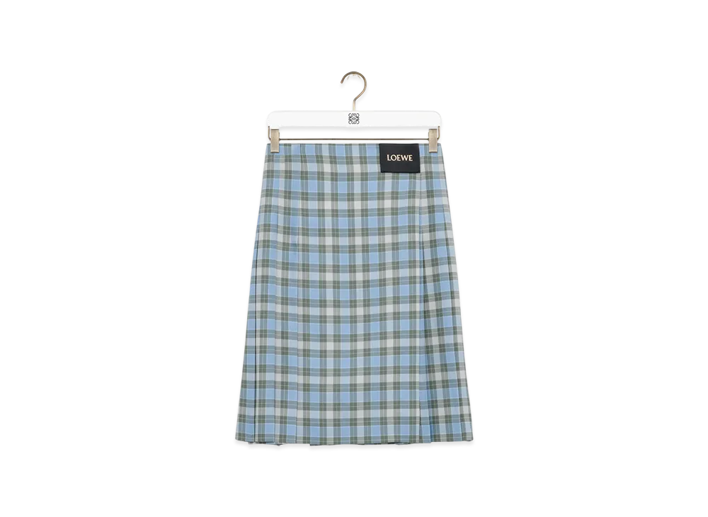 LOEWE Pleated Skirt "Light Blue/White"