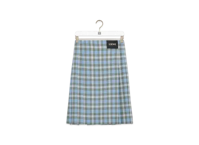 LOEWE Pleated Skirt "Light Blue/White"