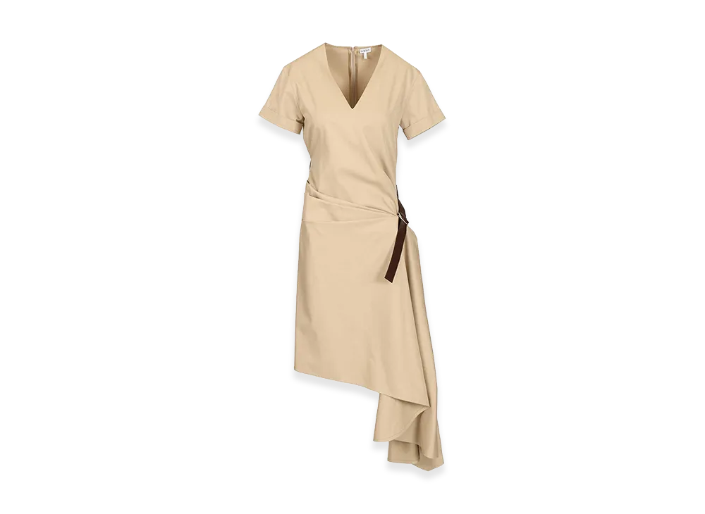 LOEWE Women's Belted Dress In Cotton And Silk "Beige"