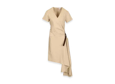 LOEWE Women's Belted Dress In Cotton And Silk "Beige"