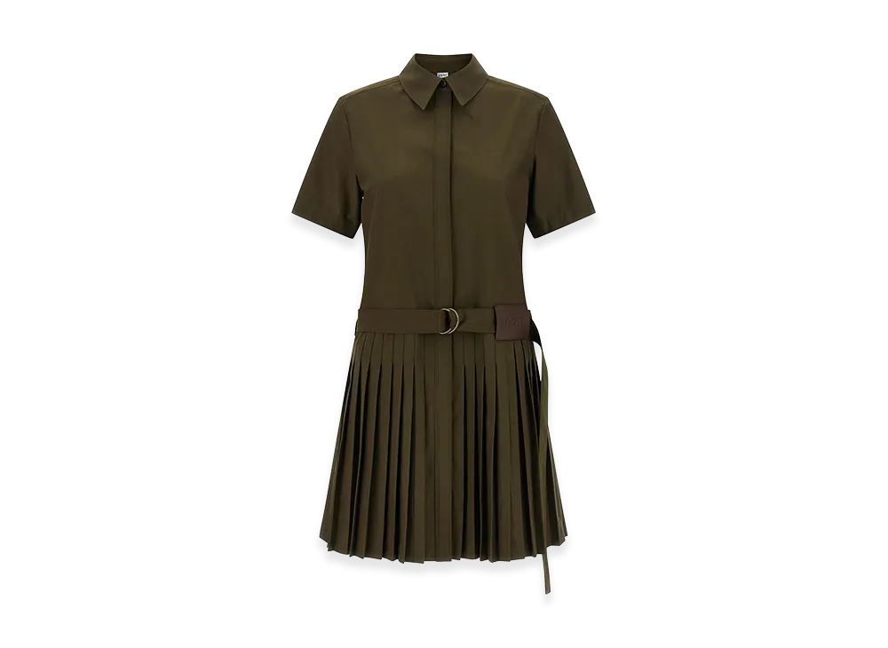 LOEWE Women's Pleated Chemisier Dress "Green"