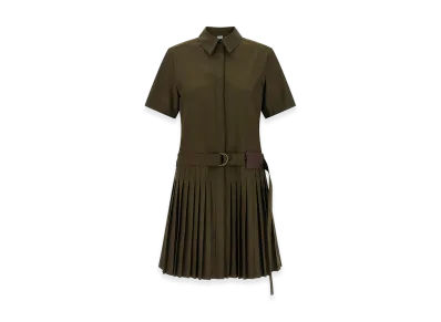 LOEWE Women's Pleated Chemisier Dress "Green"