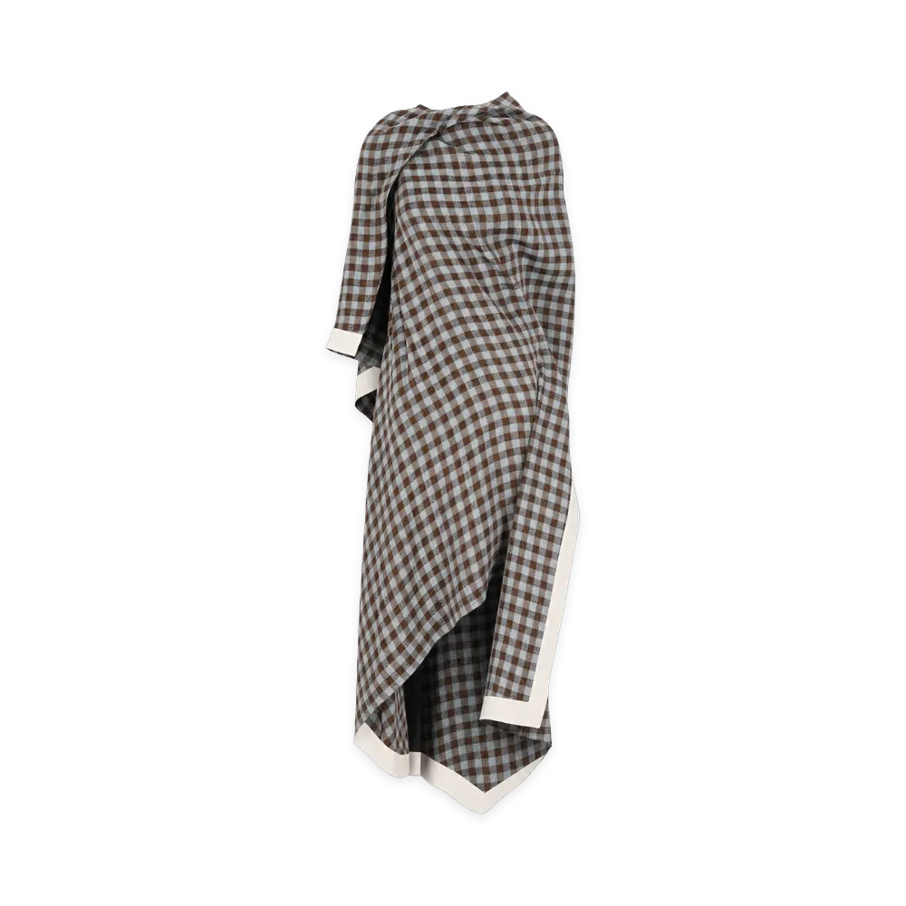 LOEWE Women's Dress In Viscose And Linen Blend "Blue/Brown"