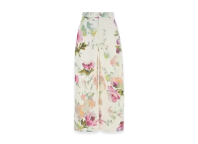 LOEWE Women's Printed Denim Wide-Leg Jeans "White/Pink"