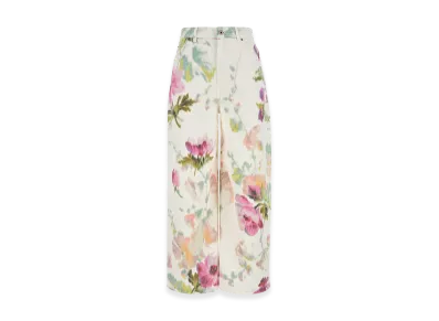 LOEWE Women's Printed Denim Wide-Leg Jeans "White/Pink"