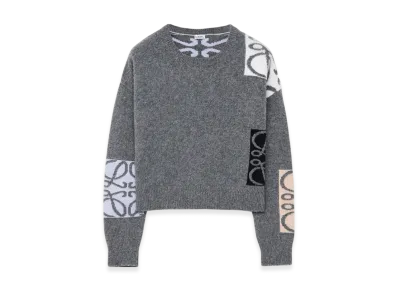LOEWE Women's Anagram Sweater in Wool "Grey/Multicolour"