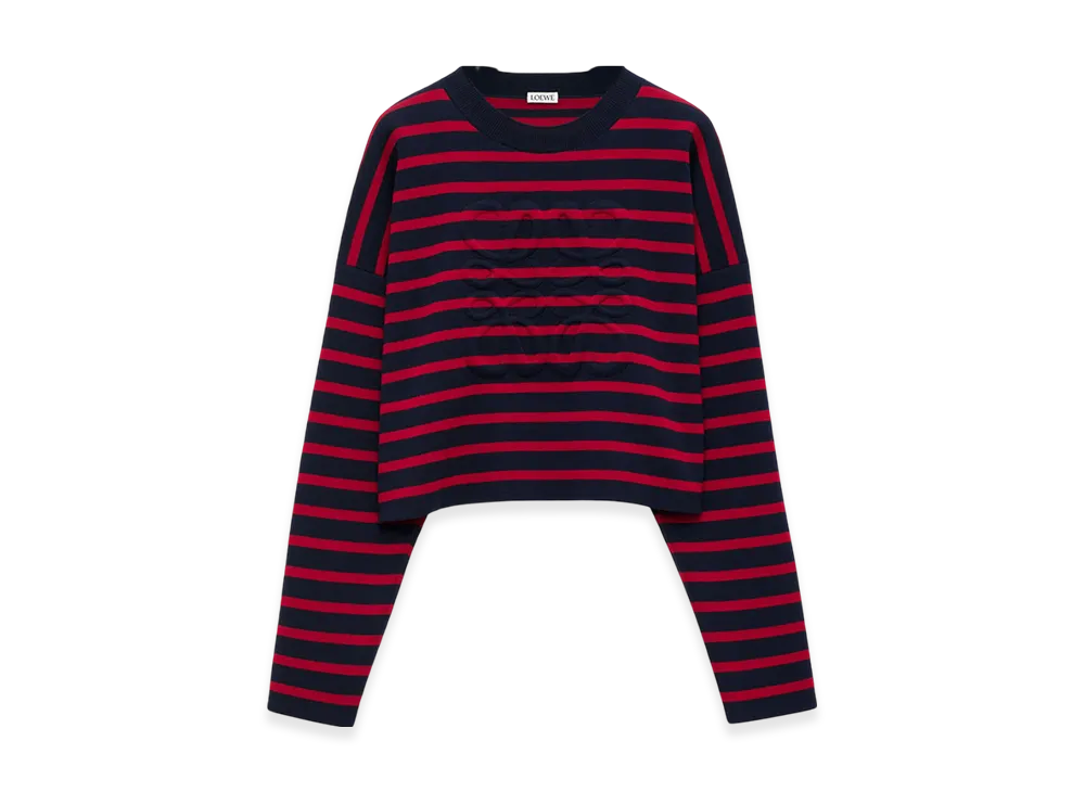 LOEWE Women's Anagram Sweater In Wool "Navy/Red"