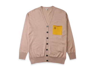 LOEWE Women's Anagram Pocket Cardigan in Wool "Camel"