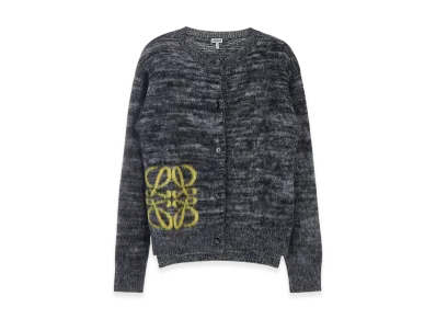 LOEWE Women's Anagram Intarsia Cardigan in Wool "Black/White"