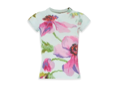 LOEWE Women's Printed Cotton Blend Tee "Light Blue/Multicolor"