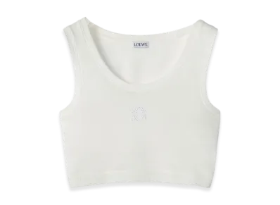 LOEWE Women's Anagram Cropped Tank Top in Cotton "White"