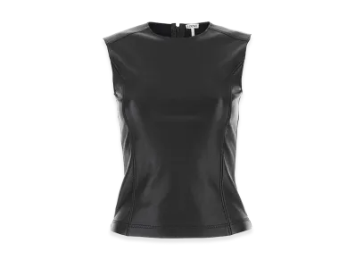 LOEWE Women's Leather And Fabric Top "Black"