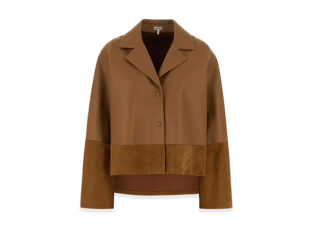 LOEWE Women's Leather And Suede Shirt "Camel"