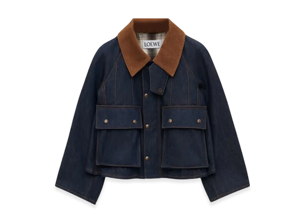 LOEWE Women's Trapeze Jacket in Denim Raw Denim "Raw Denim"