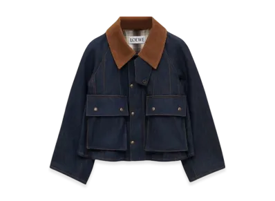 LOEWE Women's Trapeze Jacket in Denim Raw Denim "Raw Denim"